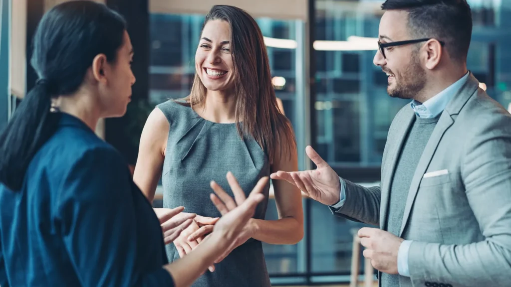 A group of business owners networking