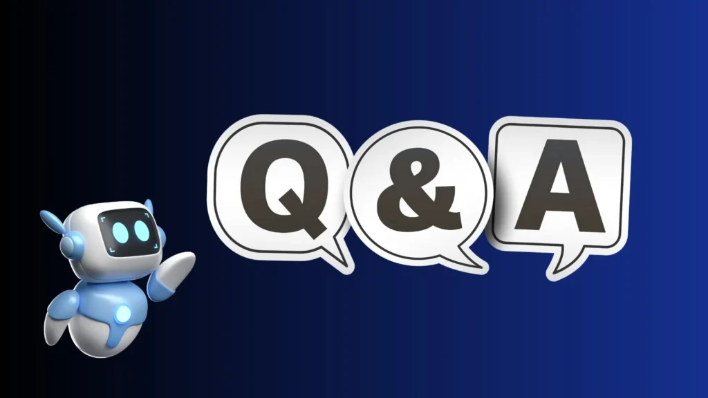 Q&A text with a little AI robot
